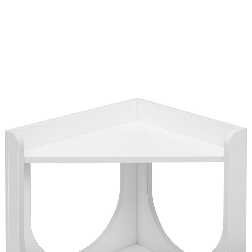 English Elm Hollow Creamy White Double-Layer Cat Station with Circular Openings, Storage Litter Space, MDF Durable Finish W2761P248561