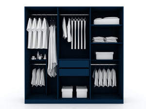 English Elm Gramercy 82" Wardrobe Organizer with Soft-Close Doors, Aluminum Rods, Shelves & Center Drawers Dark Blue B365S00002