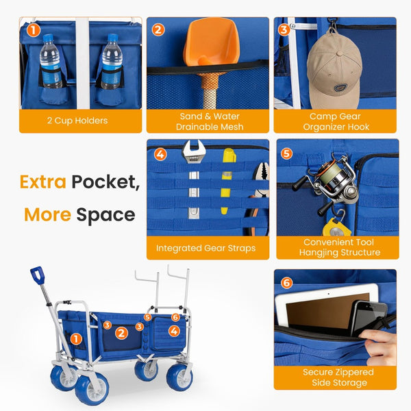 English Elm Beach Wagon Heavy Duty Folding Cart with 500lb Capacity and All Terrain Pvc Wheels W2932P412004