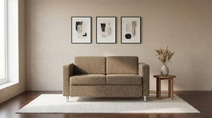 OSP Home Furnishings Pacific Club Armchair with Chrome Legs and Performance Fabric for Modern Living Rooms Loveseat Taupe PAC52-S125