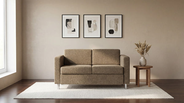 OSP Home Furnishings Pacific Club Armchair with Chrome Legs and Performance Fabric for Modern Living Rooms Loveseat Taupe PAC52-S125