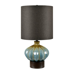 Crestview Collection 29.5"H Elegant Ceramic Table Lamp With Glossy Blue Glaze, Dark Chocolate Shade & Modern Base   Cvazp169