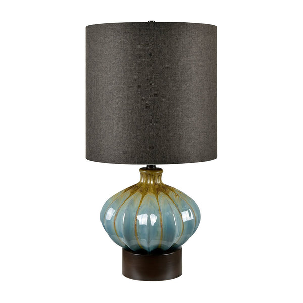 Crestview Collection 29.5"H Elegant Ceramic Table Lamp With Glossy Blue Glaze, Dark Chocolate Shade & Modern Base   Cvazp169
