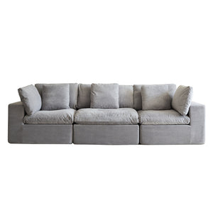 English Elm Modular Sectional Sofa - Space-Saving Light Gray Sleeper Couch With Comfy Sherpa Fabric Design W3622S00008