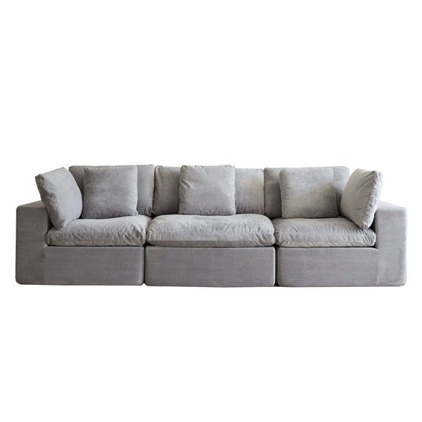 English Elm Modular Sectional Sofa - Space-Saving Light Gray Sleeper Couch With Comfy Sherpa Fabric Design W3622S00008