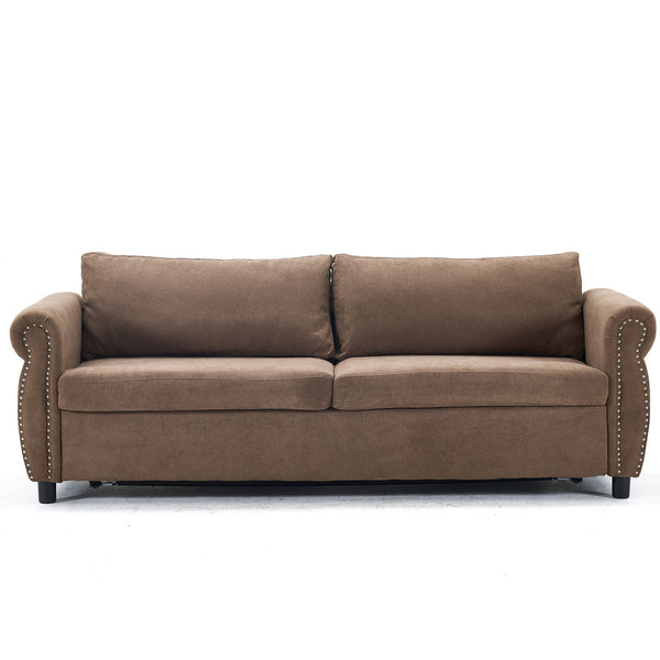 English Elm U_Style Convertible Sofa Bed Sleeper with Thick Foam & Pocket Springs, Space-Saving Dual Use Lounge khaki W2705S00013