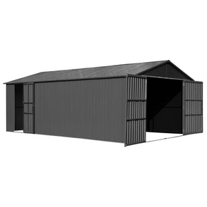 English Elm 12x20ft Outdoor Heavy Duty Metal Carport Shed with Lockable Doors and Wind Resistant Frame W1859P364954