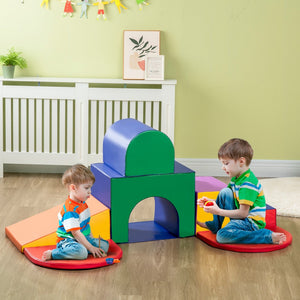 English Elm Qaba 7 Piece Foam Toddler Climbing Playset with Tunnel Ramp and Steps for Indoor Fun W2225P217353