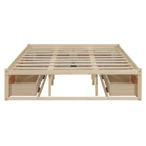 English Elm Queen Platform Bed with Six Storage Drawers Low Profile Frame for Modern Bedrooms Antique Natural N708P263022N-1