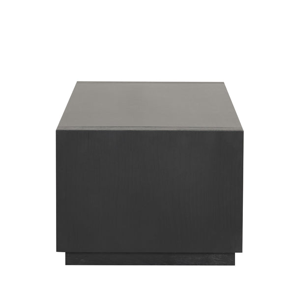 English Elm Contemporary Rectangle Coffee Table With Open Shelf, Black Finish For Modern Living Room Style B2741P395379