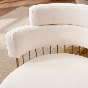 English Elm Upholstered Dining Chair Beige/Blue/Gray - Mid-Century & Industrial Style, Thick Padded Seat, 280lb Capacity, Quick 15-Min Assembly T3707P363111