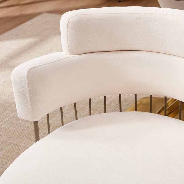 English Elm Upholstered Dining Chair Beige/Blue/Gray - Mid-Century & Industrial Style, Thick Padded Seat, 280lb Capacity, Quick 15-Min Assembly T3707P363111