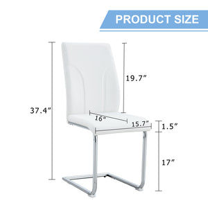 English Elm Set of 4 PU Dining Chairs White — High-Back Waterproof Upholstery, Sturdy Legs, Easy Assembly, Modern Design W1151P203801