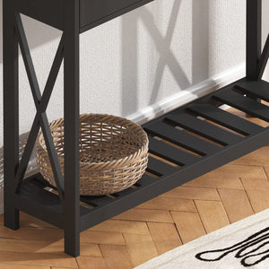 English Elm 40" Farmhouse Console Table With Drawer - Rustic Entryway Storage & Shelf For Living Room Decor T3771P356502