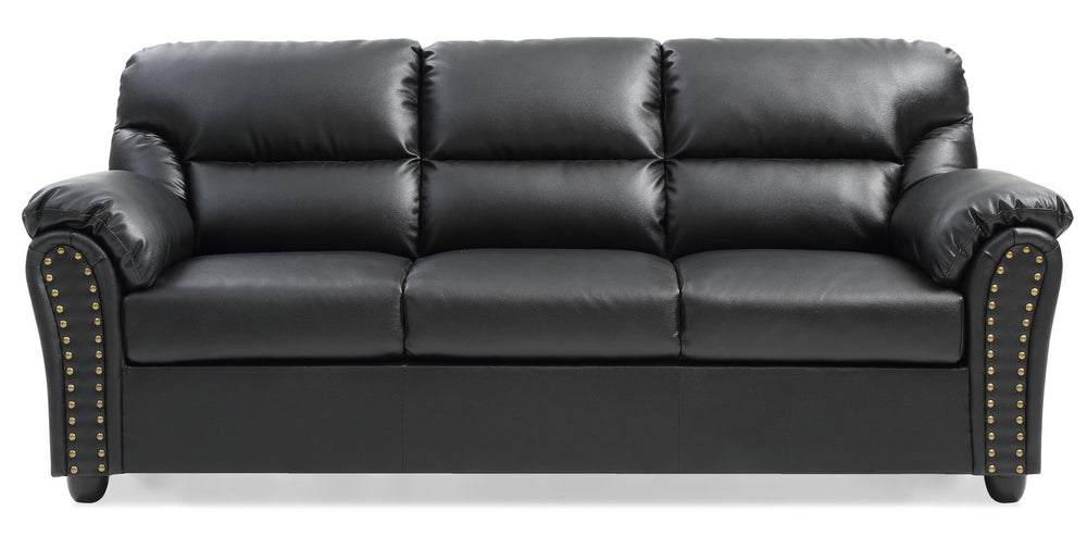 English Elm Olney G263-S Sofa Black Faux Leather Nailhead Accent, Kiln-Dried Frame, Easy Assembly, Compact Delivery B078108148