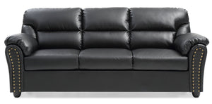 English Elm Olney G263-S Sofa Black Faux Leather Nailhead Accent, Kiln-Dried Frame, Easy Assembly, Compact Delivery B078108148