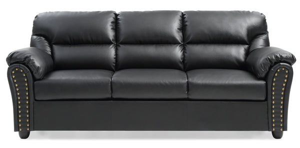 English Elm Olney G263-S Sofa Black Faux Leather Nailhead Accent, Kiln-Dried Frame, Easy Assembly, Compact Delivery B078108148
