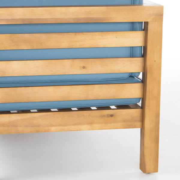 English Elm Christopher Knight Home® - OANA Modern Acacia Corner Bench with Water-Resistant Cushions and Matching Coffee Table, Durable Seating Blue 59102.00BLU-64496.00