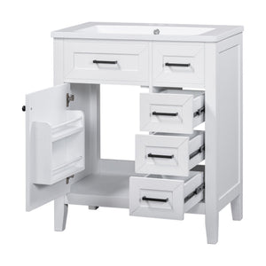 English Elm 30" Modern Bathroom Vanity With Sink Combo - Stylish White Cabinet, Ample Storage & Durable Design N725S999222K-6