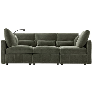 English Elm Modern Modular Sectional Sofa With Usb Ports, Movable Ottoman, And Pillows – Perfect For Living Rooms! N719S002050F