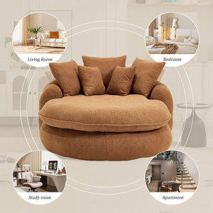 English Elm Oversized Memory Foam Chenille Bean Bag Sofa with Wrap-Around Backrest and Lumbar Support for Adults Orange W395P359410