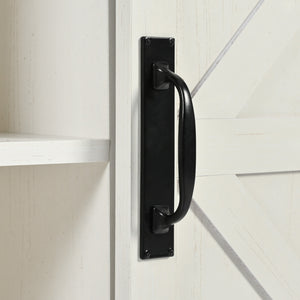 English Elm K&K 53.7" Farmhouse Kitchen Island with Drop Leaf, Sliding Barn Doors, Built-In Power & Wheels White N707P170347W