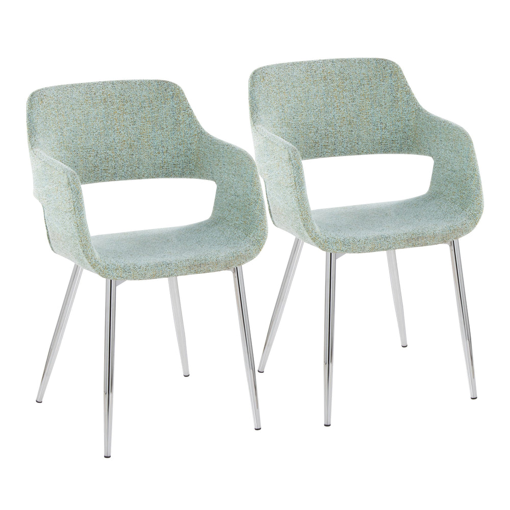 English Elm Margarite Contemporary Dining/Accent Chair Set In Light Green Fabric & Chrome Legs - Stylish Comfort B202S01269