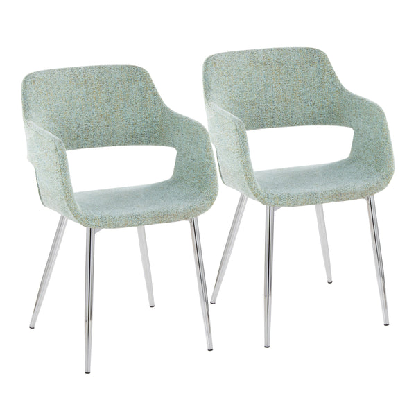 English Elm Margarite Contemporary Dining/Accent Chair Set In Light Green Fabric & Chrome Legs - Stylish Comfort B202S01269