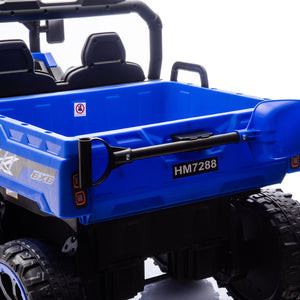 English Elm 24v Two Seat Kids Electric Dump Truck Six Wheel 4wd Utv with Parental Remote Blue W1578P268993