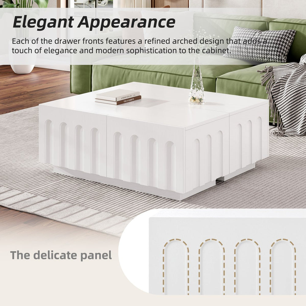 English Elm On-Trend Modern Dual-Function Coffee Table & Tv Stand Set For Tvs Up To 80", Elegant Storage Solution N721S000054K