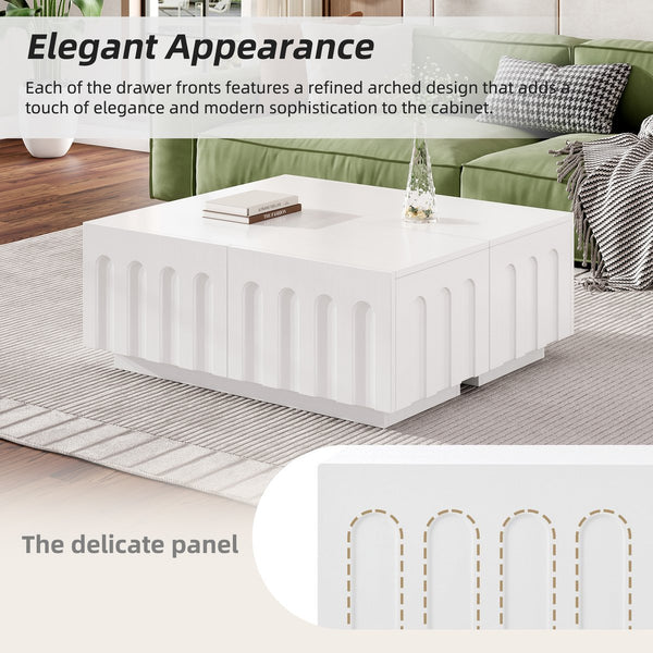 English Elm On-Trend Modern Dual-Function Coffee Table & Tv Stand Set For Tvs Up To 80", Elegant Storage Solution N721S000054K