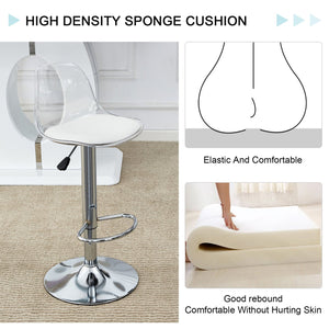 English Elm Modern PU Bar Stools Set of 2 — 360° Swivel, Height Adjustable, Waterproof Leather, Ergonomic White Finish W1151P200322