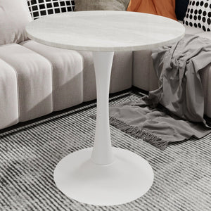 English Elm Marble-Top Round Side Table With Elegant Tapered Base, Modern Minimalist Design For Any Room W1935P353236