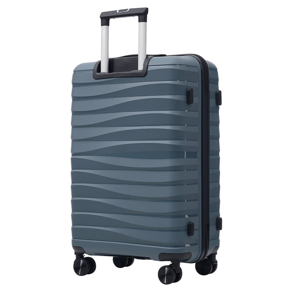 English Elm Premium Polypropylene Hard Shell Luggage Set Three Piece with Tsa Locks Spinner Wheels Grey-Blue N726P460073C