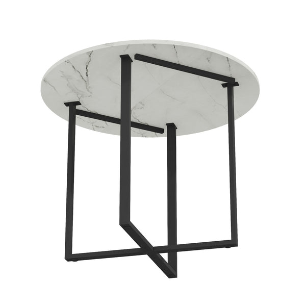 English Elm Sn-rt100-4-wd Round Oak Grain Dining Table with Black Metal Legs for Small Spaces White W3875P372898