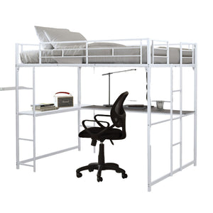 English Elm Contemporary Full Loft Bed With Dual Ladders & Durable Metal Frame - Space-Saving Design In White B2741S00305
