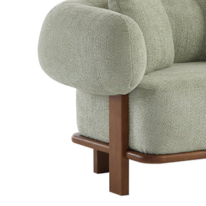 English Elm Round Arm Curved Sofa Plush Upholstered Mid-century Living Room Lounge Seating Light Green N771P270523L