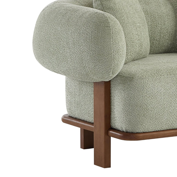 English Elm Round Arm Curved Sofa Plush Upholstered Mid-century Living Room Lounge Seating Light Green N771P270523L