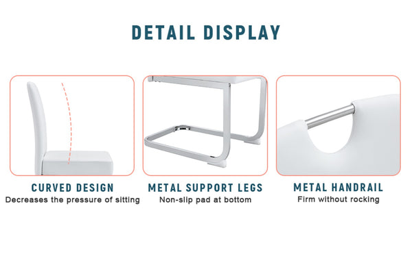English Elm Set Of 4 White Ergonomic Dining Chairs With Thick Cushion, Built-In Springs For Ultimate Comfort W3226P279079-GIGA