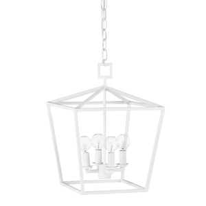 Denison Medium White Lantern - Elegant Hammered Wrought Iron Fixture for Modern Home Décor