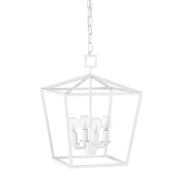 Denison Medium White Lantern - Elegant Hammered Wrought Iron Fixture for Modern Home Décor