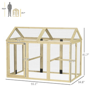 English Elm Pawhut Fir Wood Outdoor Chicken Run Modular Weatherproof Backyard Enclosure for Small Flocks W2225P200518