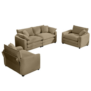 English Elm Warm Cozy Sofa Set - Luxurious Tan Corduroy Home Theater Sofa With Soft Cushions & Pillows W714S00785-GIGA