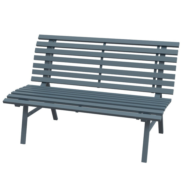 English Elm Outsunny 48.5" Lightweight Aluminum Garden Bench, Elegant Blue Outdoor Seating For 2, Weather-Resistant W2225P200398-GIGA
