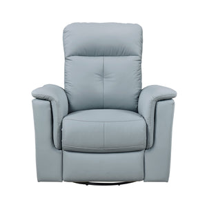 English Elm Blue Leather Swivel Glider Recliner Chair - Top Grain Match Leather, Plush Padding, 360° Comfort Recliner B011P329276