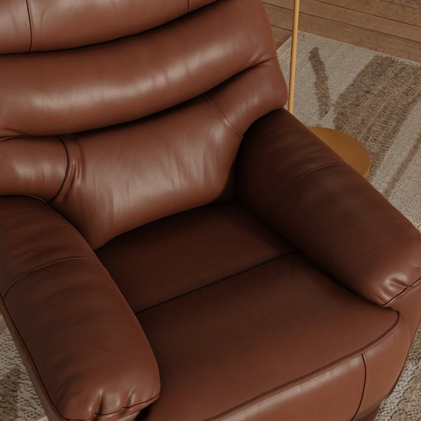 English Elm Global Home Swivel Glider Recliner In Oslo Pecan - Luxurious Comfort With 360° Motion & Leather Finish B339P333952