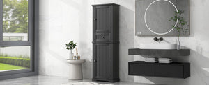English Elm Tall Bathroom Storage Cabinet - Sleek Freestanding Organizer With Drawer & Adjustable Shelf, Black N725P206890B-GIGA