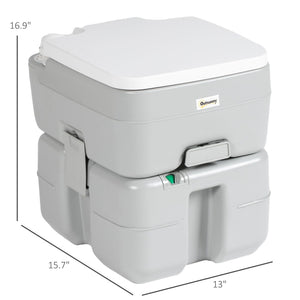 English Elm Outsunny Portable Toilet For Camping & Travel, 5.3 Gallon, Anti-Leak Pump, Level Indicator & More! W2225P200494-GIGA