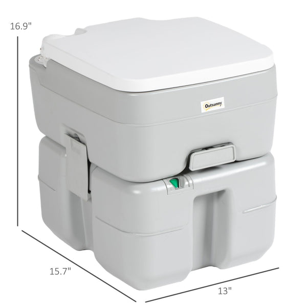 English Elm Outsunny Portable Toilet For Camping & Travel, 5.3 Gallon, Anti-Leak Pump, Level Indicator & More! W2225P200494-GIGA