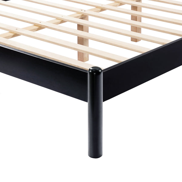 English Elm Christopher Knight Home® - Full Size Wood Platform Bed with Fluffy Soft Headboard Grey Black Frame — Sturdy 800lb Slats, Storage Space N758D797677B